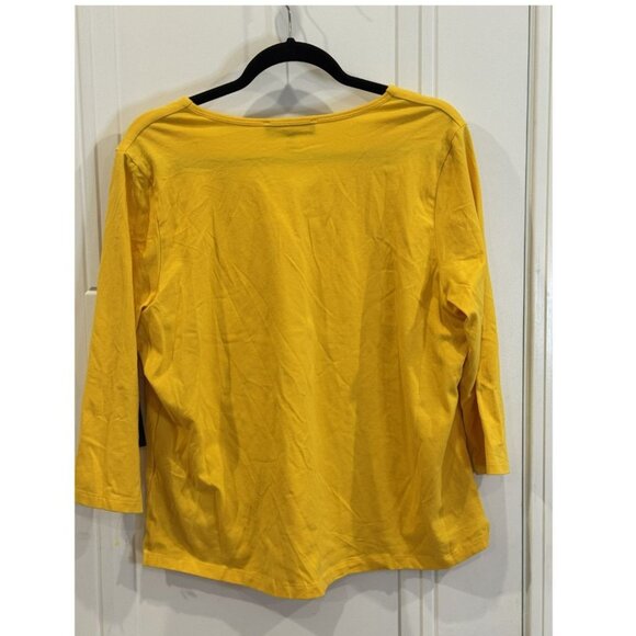 NWT 1xl Jones NY Signature V-Neck 3/4 Length Sleeves Yellow Casual Layering - Picture 2 of 5